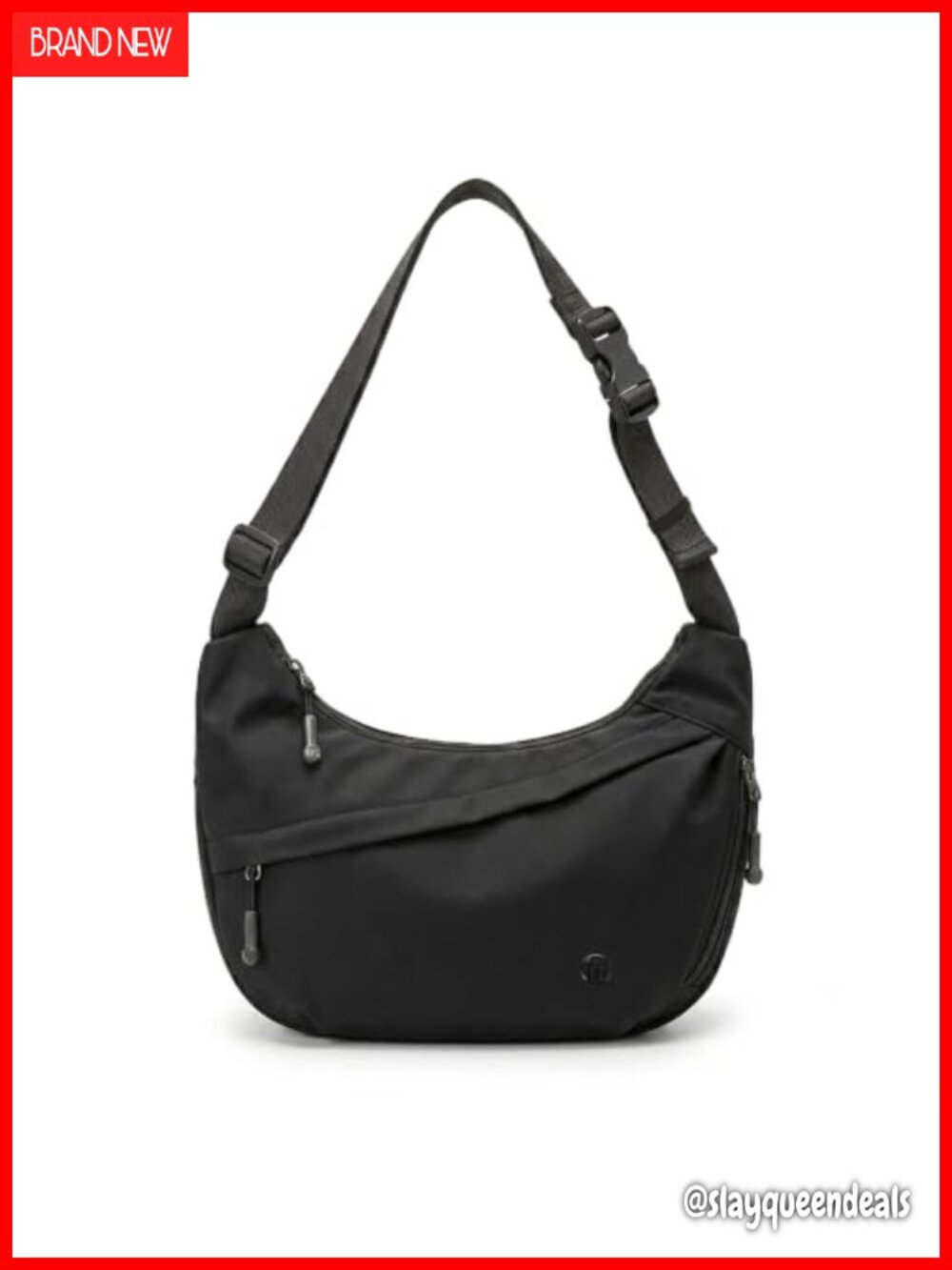 16L Nylon Crescent Crossbody Bag, Lightweight Hobo Purse with 5 Pockets